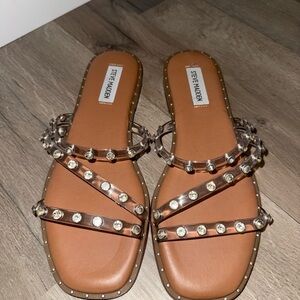 Steve Madden Tan Crystal Embellished Sandals